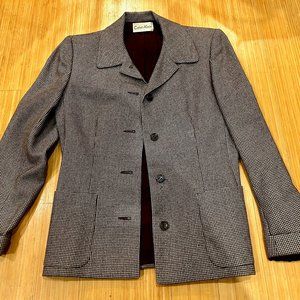Calvin Klein women's brown tweed blazer jacket size 8